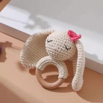 Adorable crochet bunny rattle